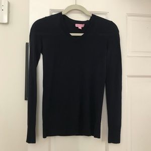 Lilly Pulitzer Navy Cotton V-Neck Sweater